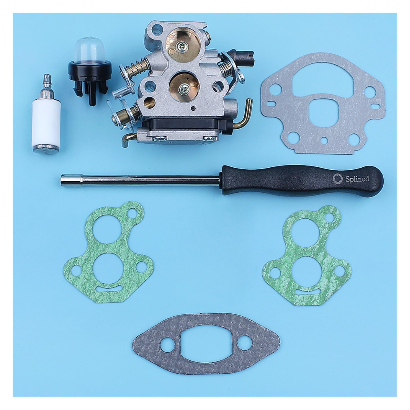 Kit de junta herramienta ajuste destornillador carburador for McCULLOCH CS340 CS380 CS 340, bombilla imprimación motosierra, pieza repuesto filtro combustible