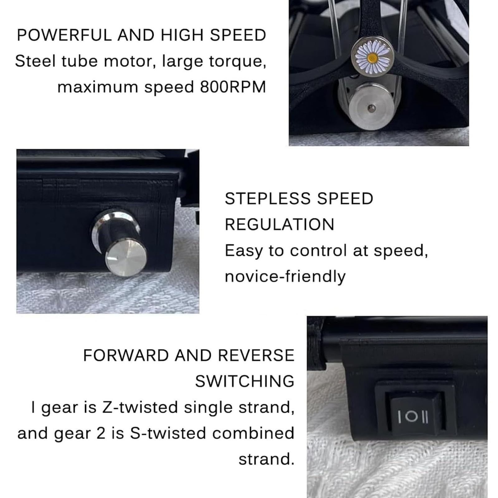 Mini Filatoio per Lana, Macchina Avvolgitrice Automatica per Filati 12V, avanti E Indietro, Filatura A Singolo O Multiplo Filo, per Tessitura E Miscelazione di Filati,Gold