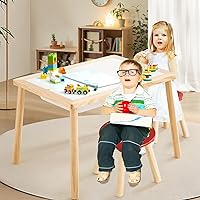 Vista 14 de Beright Taburete de madera para niños, taburete para niños, mesa sensorial perfecta a juego, taburete resistente de 9 pulgadas con cuatro patas