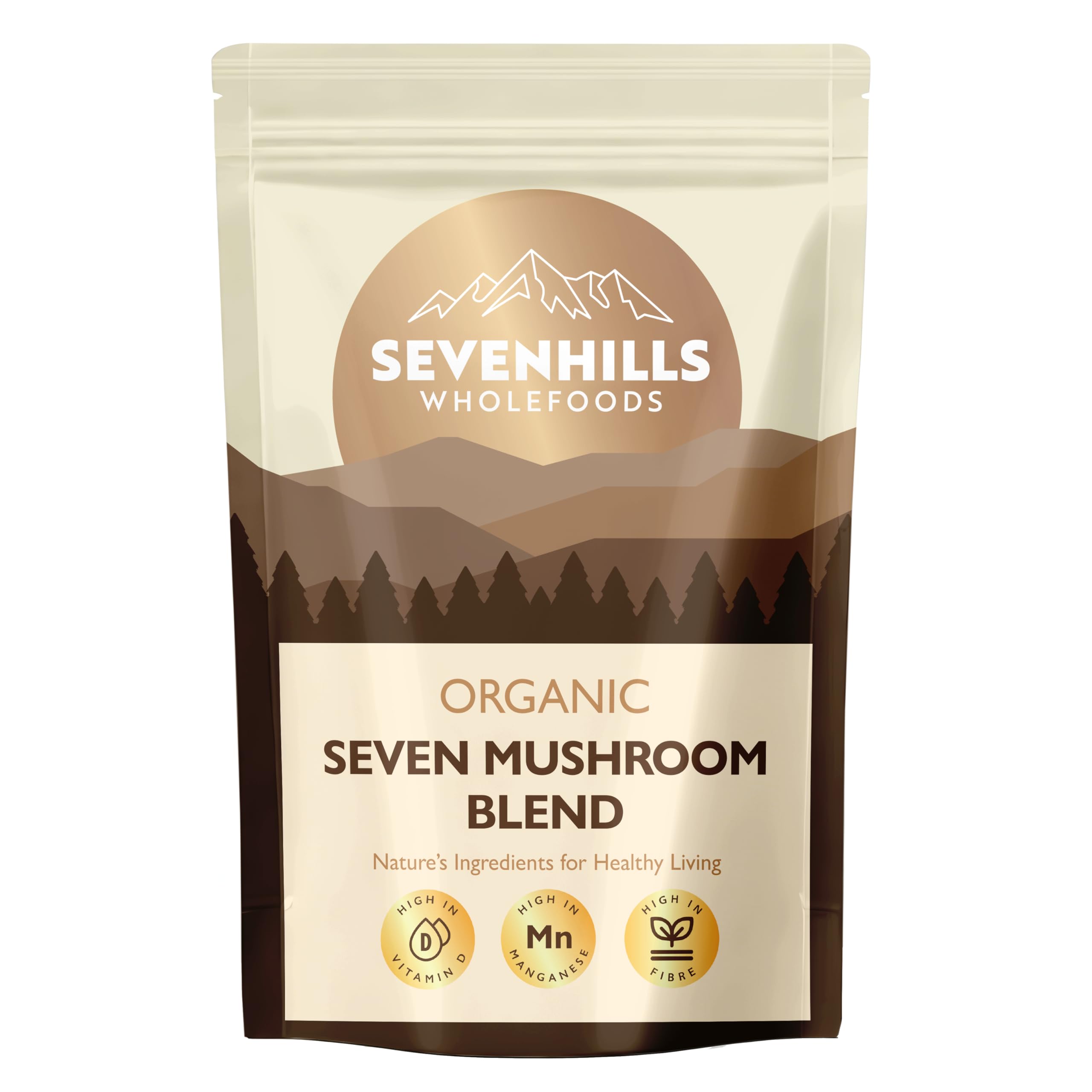 Sevenhills Wholefoods Organic 7 Mushroom Blend Powder 500g with Lion's Mane, Reishi, Chaga, Cordyceps, Tremella, Maitake & Shiitake
