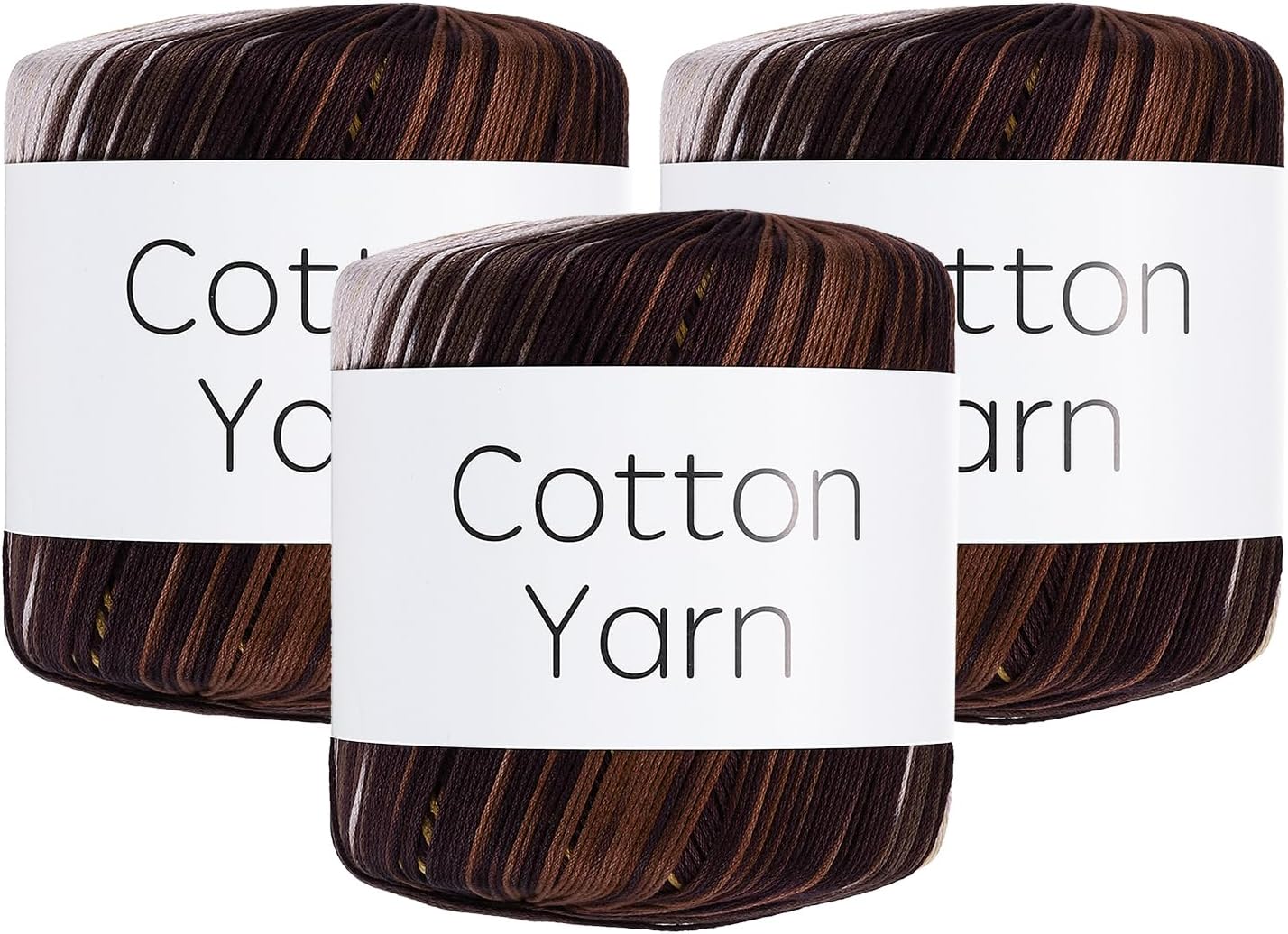 Cotton Yarn,100% Cotton Soft Knitting Yarn [for Hand DIY Bag Cushion Crocheting Knitting Project Home Decor] -3 Packages of 120g/4.23oz(Per Skein 40g/137yards)/Brown Shades