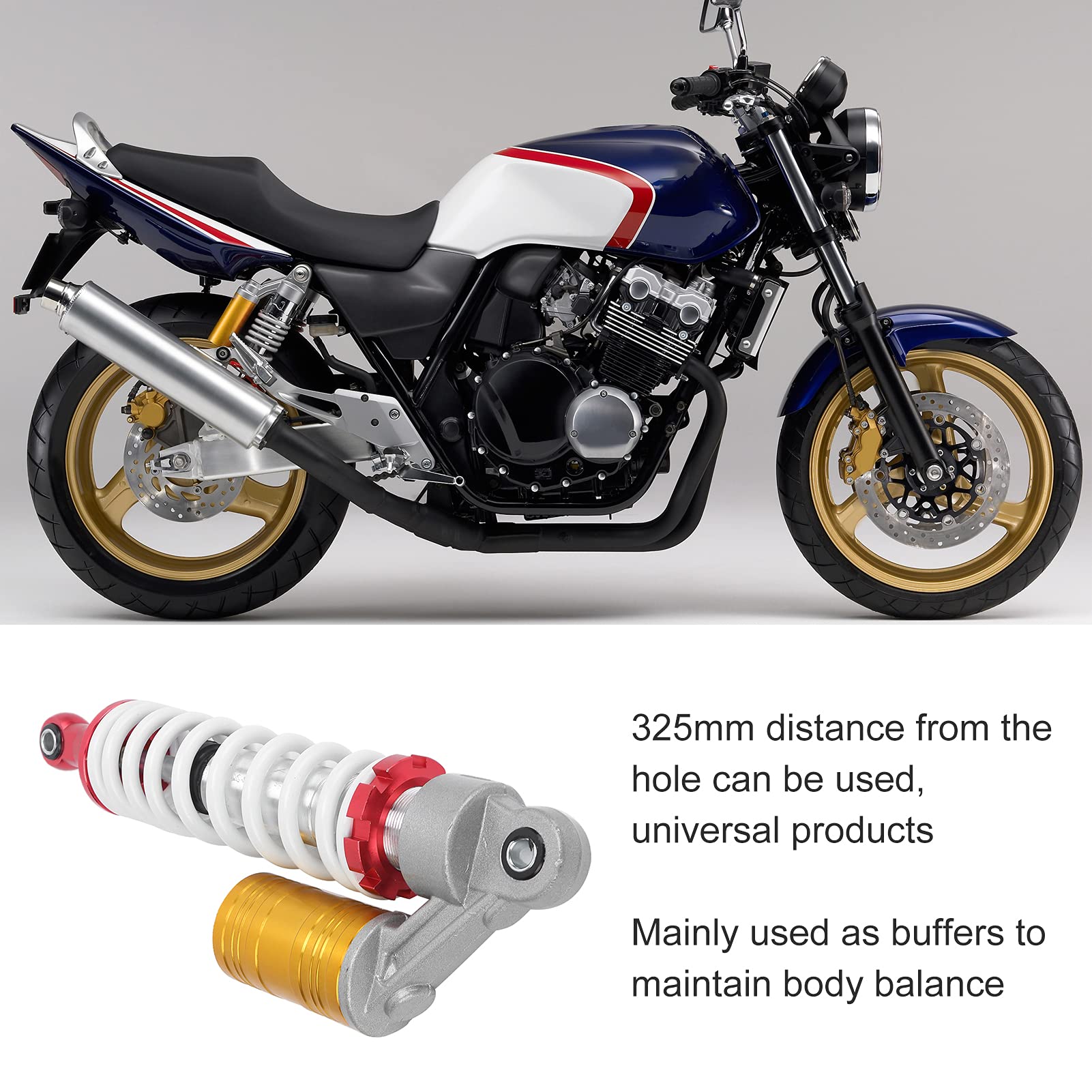 325mm Amortisseur Arrière, Amortisseur universel réglable, Suspension arrière air Pièce de rechange pour VTT Go Kart Quad Dirt Sport Bikes