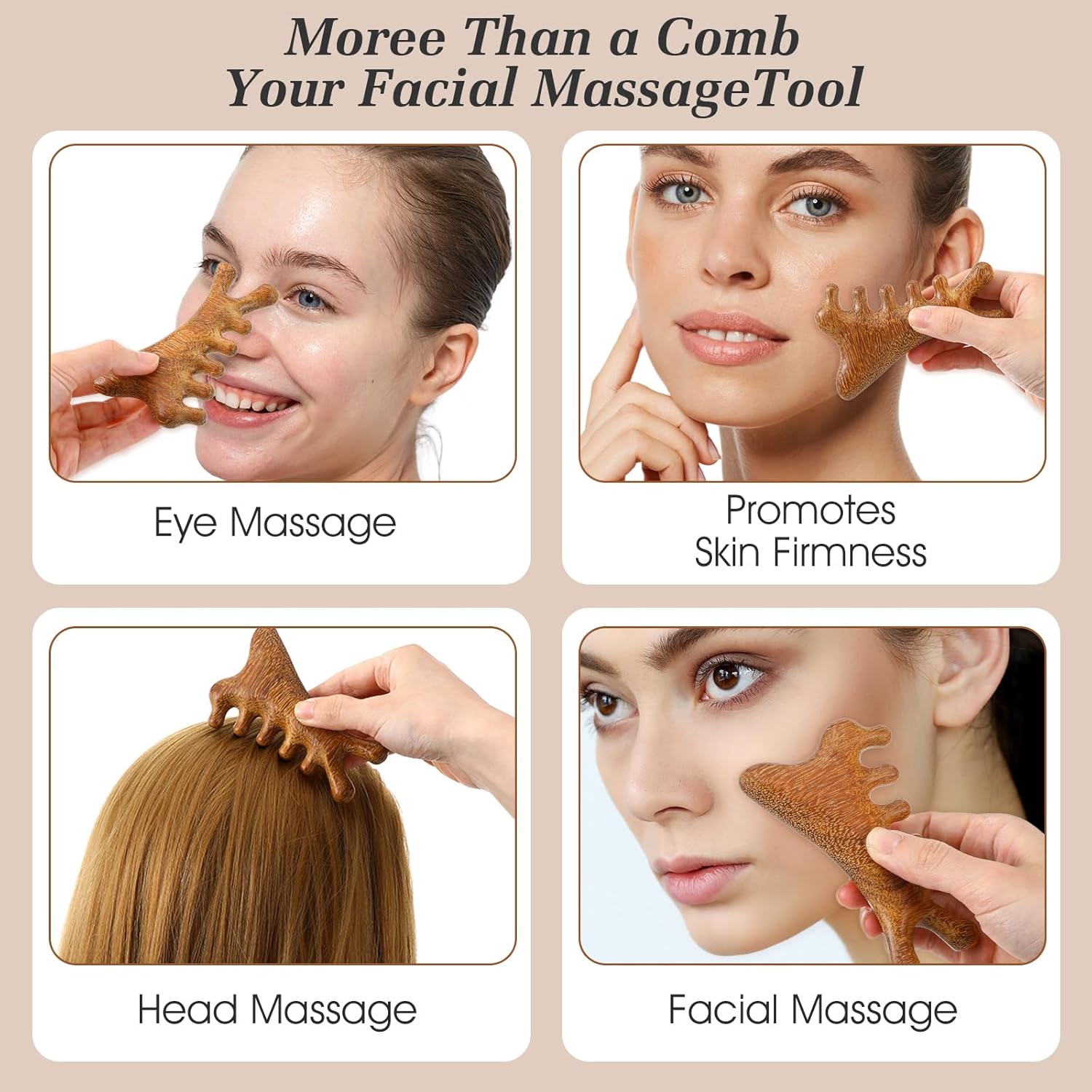 Sandalwood Scalp Massager Comb – Natural Wooden Gua Sha Tool for Head, Neck & Face Care, Relaxing Hair & Skin Massage - Image 4