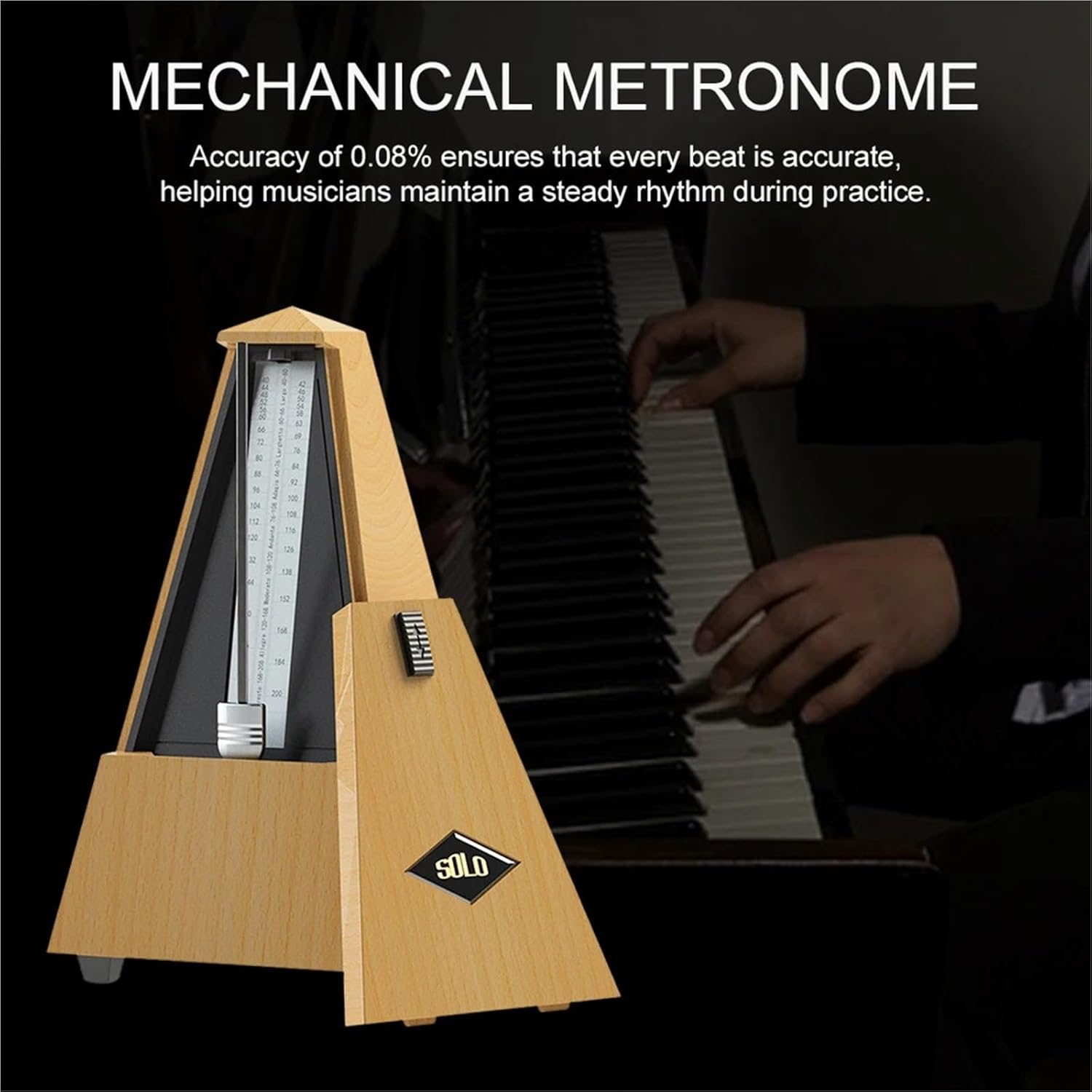 Universal Metronome Tempo Range 40-208bpm Classic Mechanical Metronome for Piano Guitar Drum Violin Saxophone Musician(Black)