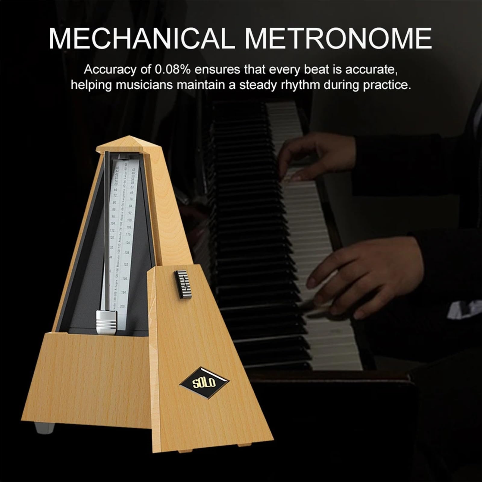 Metronomo meccanico Intervallo di tempo 40-208 bpm Metronomo a torre for pianoforte Chitarra Batteria Violino Tutti gli strumenti(Black)