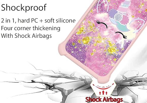 Miniatura 2 de Kalley - Funda compatible con Kalley Black 3 con protector de pantalla de vidrio templado, soporte de anillo, purpurina dorada y luminosa