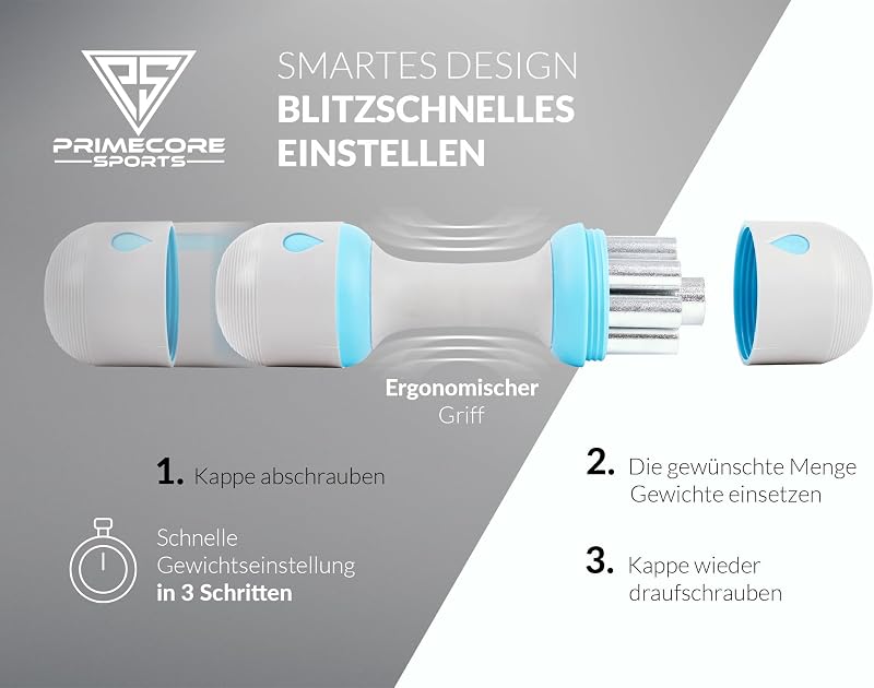 Primecore Sports állítható súlyzó szett 2x1-5kg szürke-kék