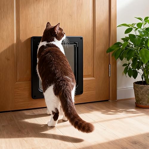 Miniatura 6 de HEEPDD Interior Exterior Cat Door, 4 Way Lock Pet Door with ABS Material Easy to Set Up and Simple Installation for Cabinets Garages Rooms Cat