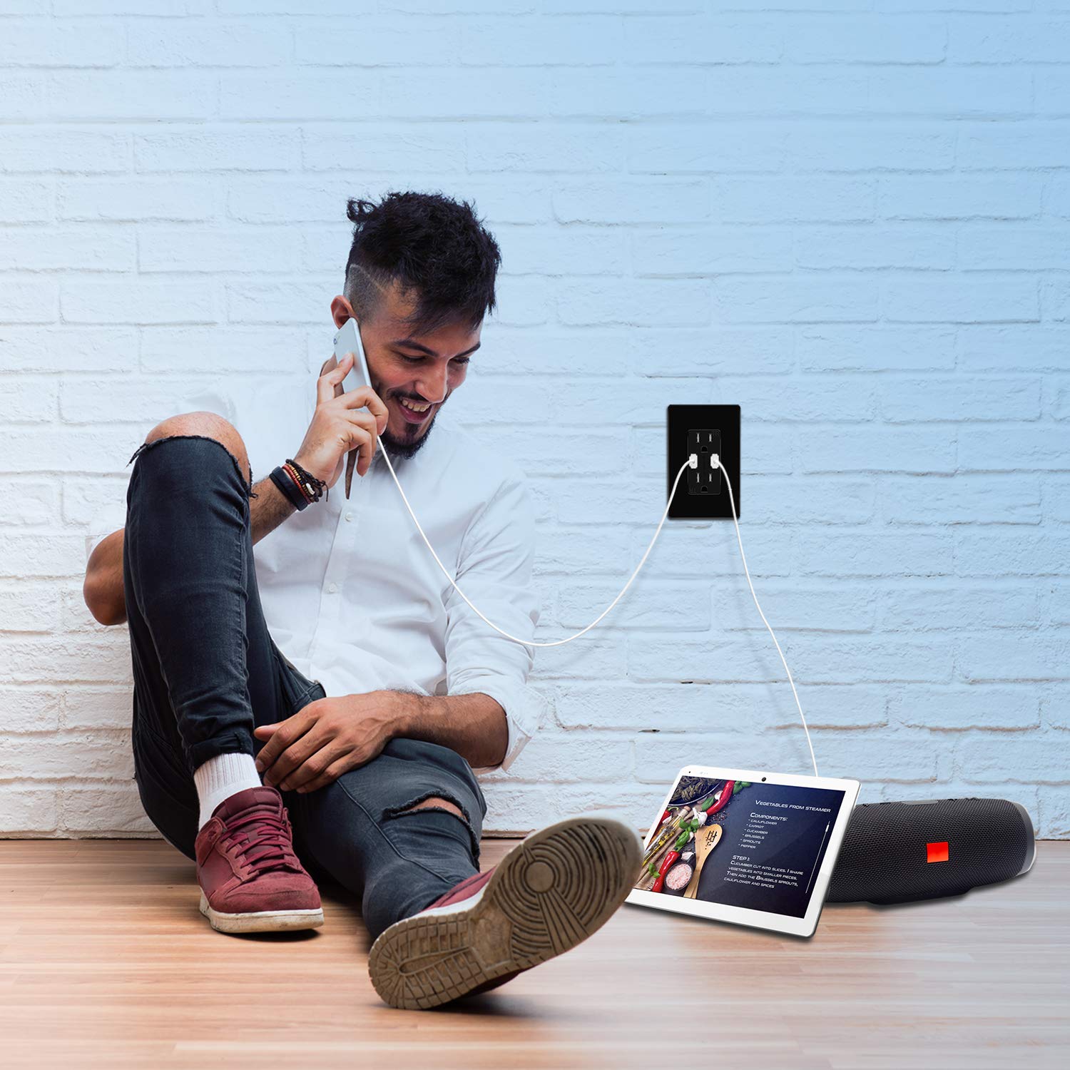 Uр Tо 50% оƒƒ TOPGREENER 2.1A USB Wall Outlet Charger, 15A Tamper-Resistant Receptacles, Compatible with Smart Watches, Digital Cameras, GPS, MP3 Players & Small Devices, UL Listed, TU2152A-BK, Black