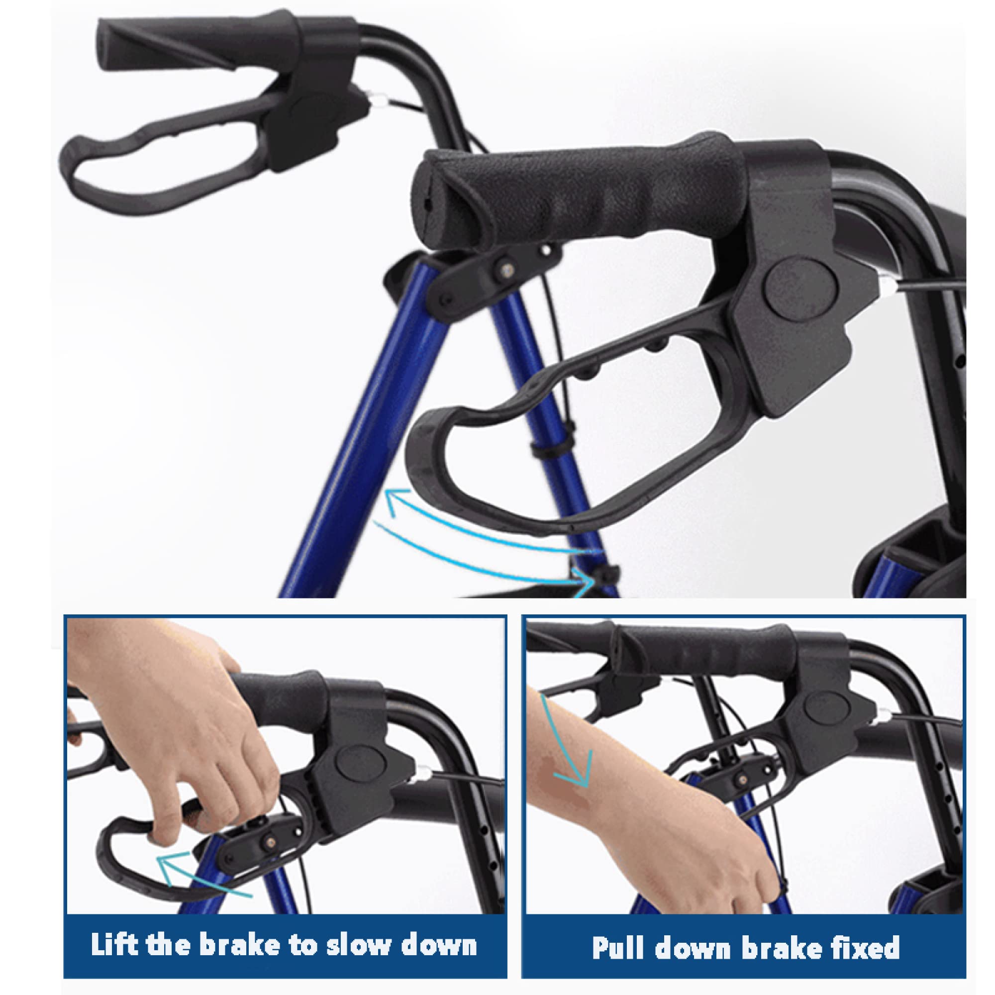 Andador con ruedas de acero con capacidad de peso de 348 lb - Andador con ruedas con asiento y 4 ruedas - Ayuda para caminar con asas ajustables para adultos mayores