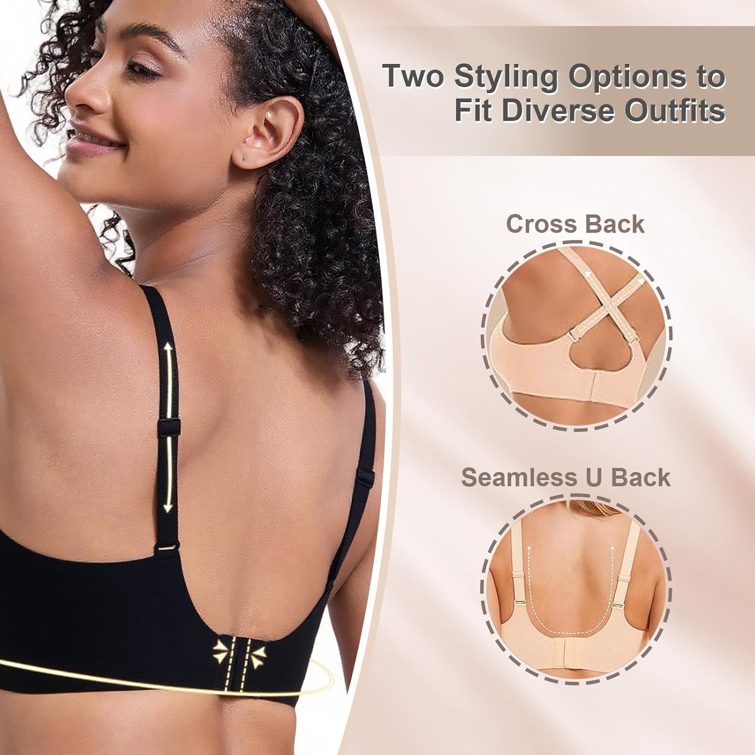 Jelly Wireless Bra for Women, Push Up Seamless T-Shirt Bras, Comfortable Plunge No Underwire Bra with Adjustable Straps - Image 3