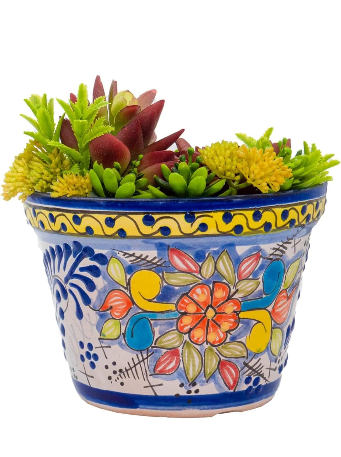 Vasi per piante grasse in ceramica Talavera: set di 3 vasi messicani fatti a mano - Italia