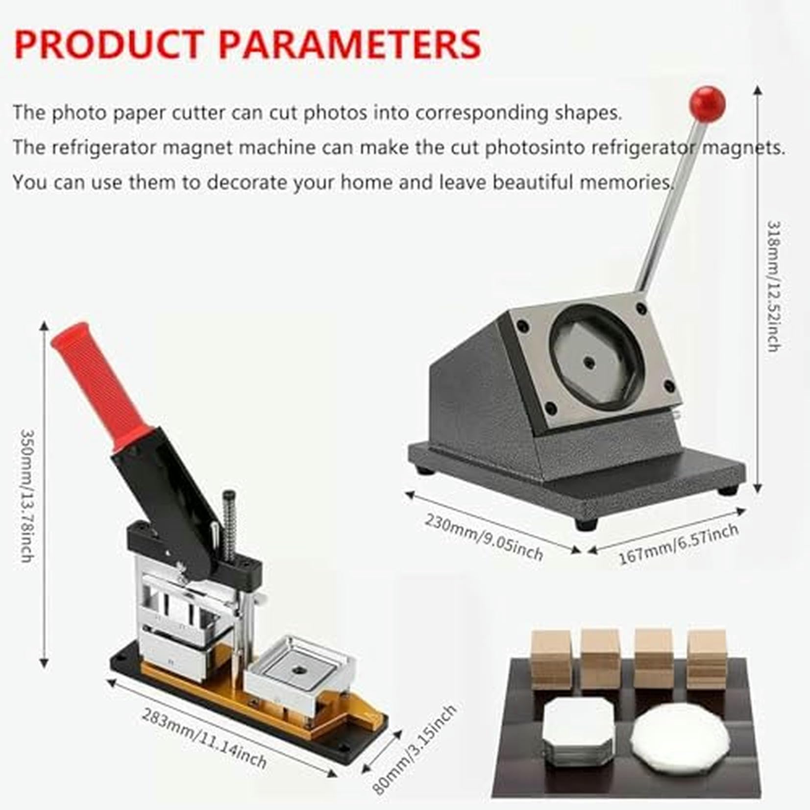 Kit Iman per Neira E Produttore di IgMS con Taglierina di Carta, Creare Becchi Personalizzati di 50 Mm per Foto, Arte E Personalizzazione, Include 100 Magneti Acrilici ~/