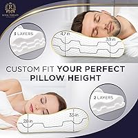 Vista 5 de Royal Therapy Paquete de 2 almohadas de espuma viscoelástica Queen, cervical, contorno Queen, almohada ortopédica para apoyo de cuello, dolor