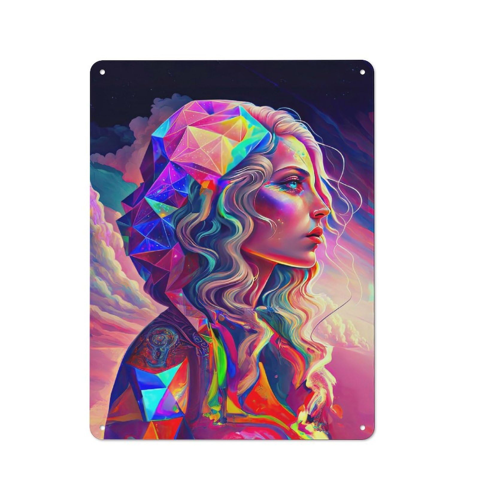 Junmoney Style-9 Rainbow Geometry Goddess 1 Vintage Tin Sign 40X30cm For Pub Or Café, For Everyday Room Decor With A Vintage Look