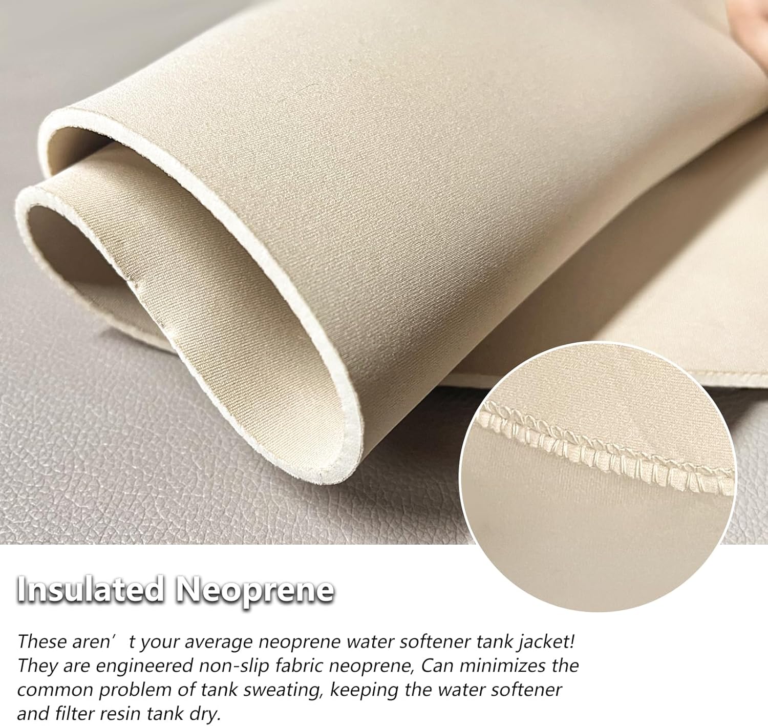 Okcool Water Softener Tank Jacket,Water Softener Neoprene Sweat Jacket,3.5mm Thick Neoprene Absorbable Condensate Water to Prevent Sweating(13x54,Beige)