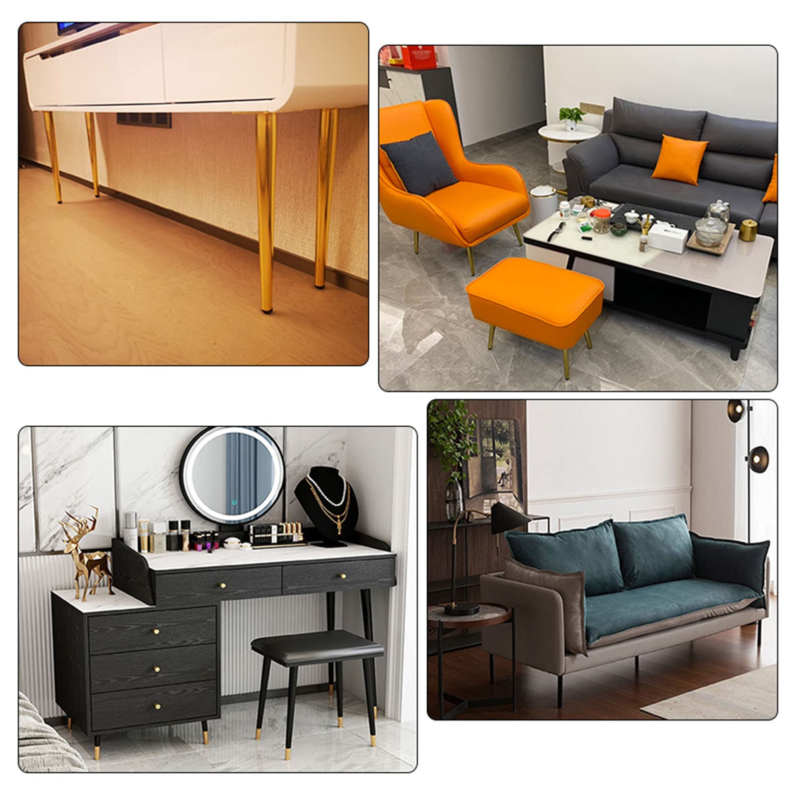 Amazon.co.jp: 金属製のテーブル脚、ゴールド/ブラックのストレート