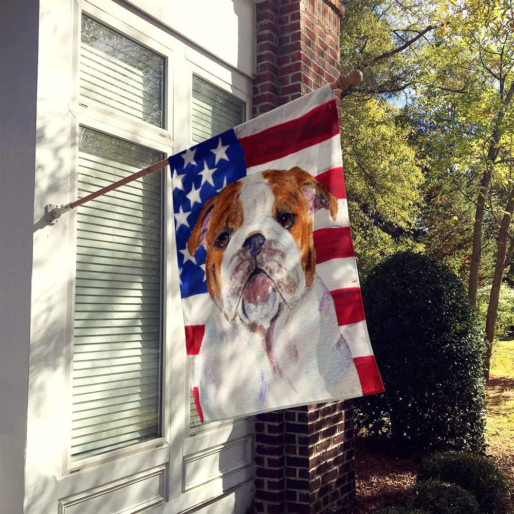 Caroline's Treasures SS4046CHF USA American Flag with Bulldog English Flag Canvas, Large, Multicolor
