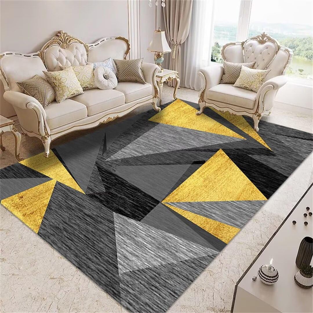Tapis pour couloir et salon jaune lavable pour délimiter vos espaces