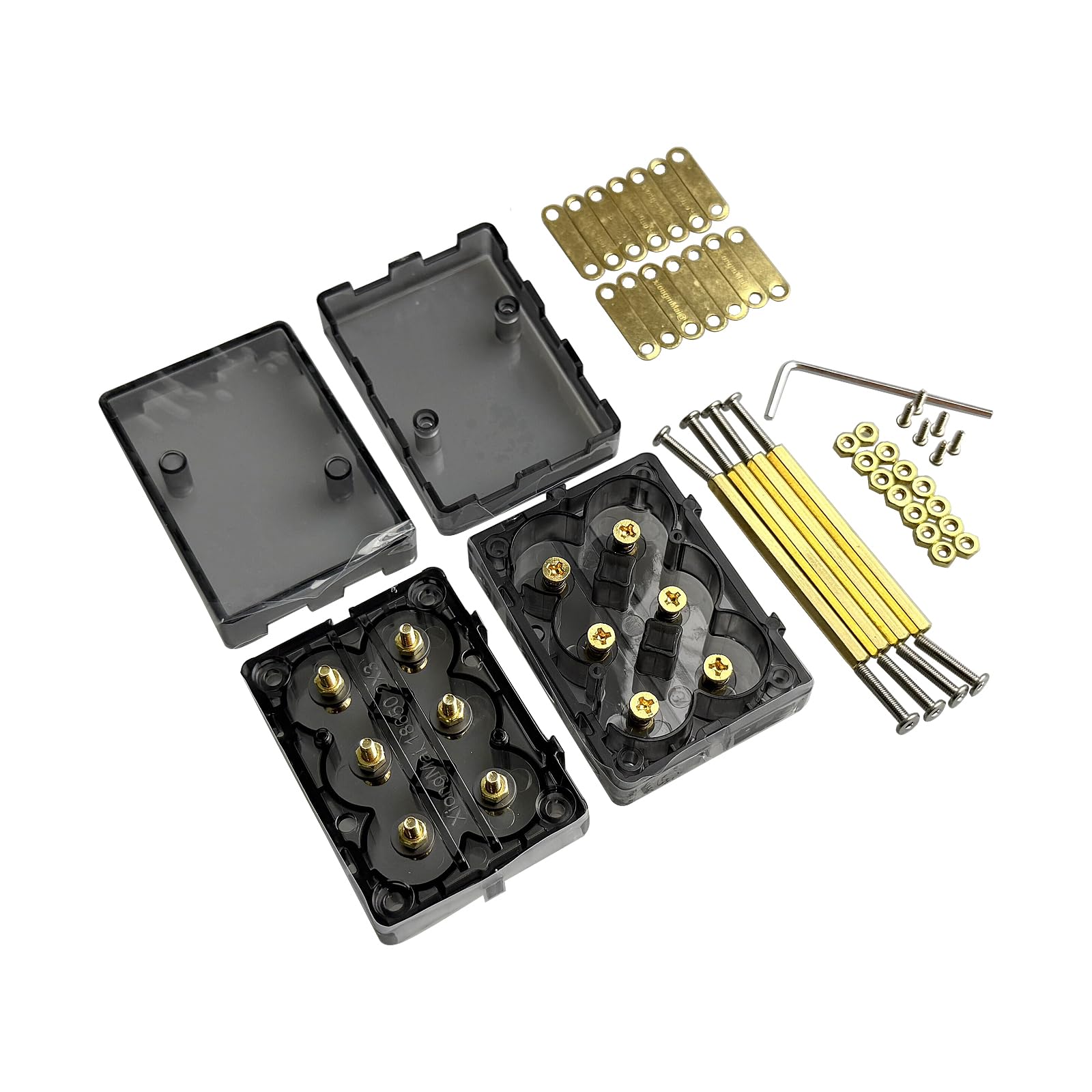 1-Pack 18650 Battery Holder Kit, DIY Energy Storage Bracket, Tool-Free Assembly, PC+ABS Fireproof Case, M3 Copper Screws, Supports 1S6P, 2S3P, 3S2P (2x3 Slot, Batteries Not Included)