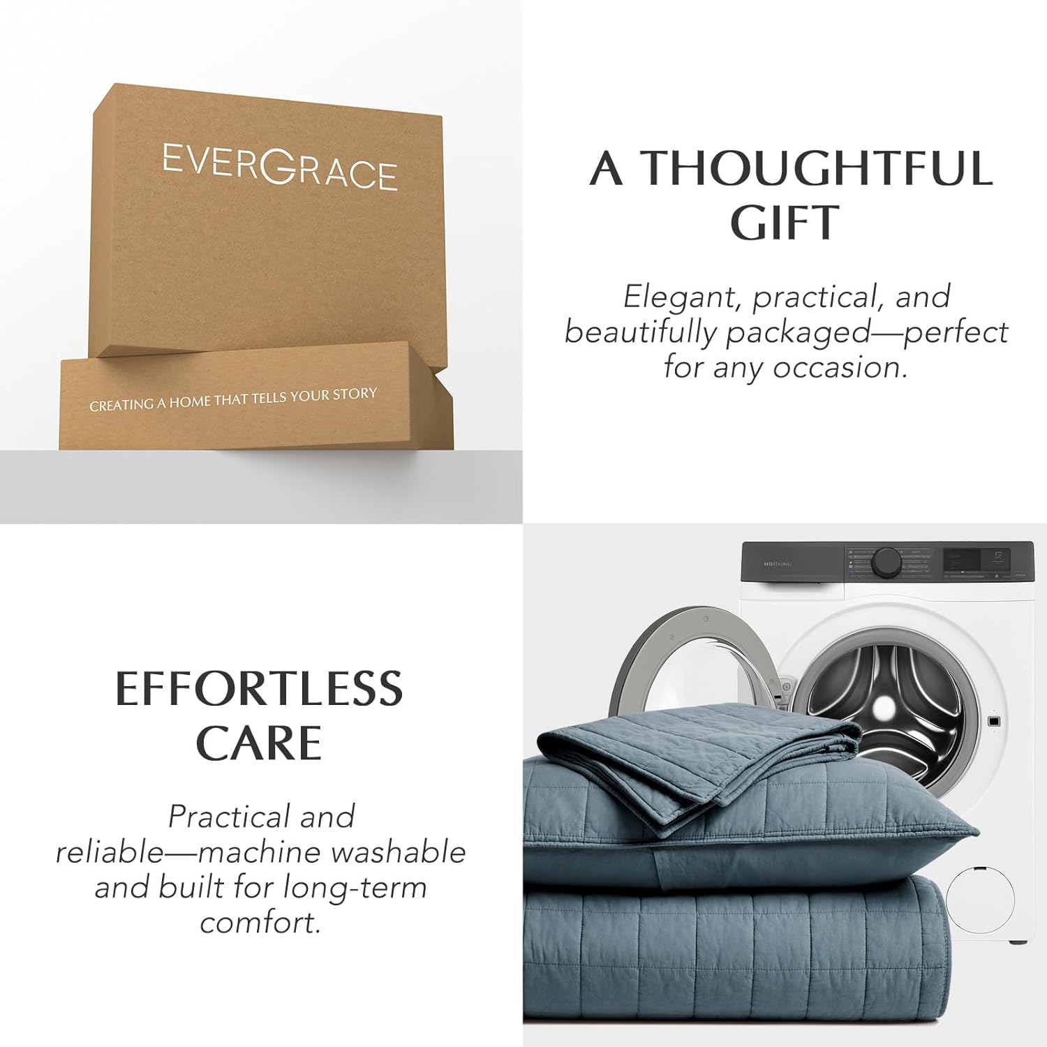 EVERGRACEHOME 100% Cotton Box Stitch Quilt Bedding Set Queen Size 3 Pieces, Garment-Washed Lightweight Soft Cozy Coverlet, Quilted Bedspread Sets with 2 Shams for All Season, Midnight Blue - Image 9