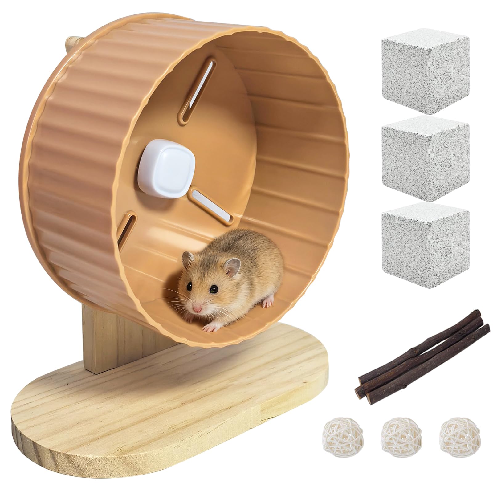 6.7in Silent Hamster Exercise Wheel Hedgehog Wheel Hamster Toy Cage Accessories with Adjustable Stand for Rat Gerbil Mouse (Orange)