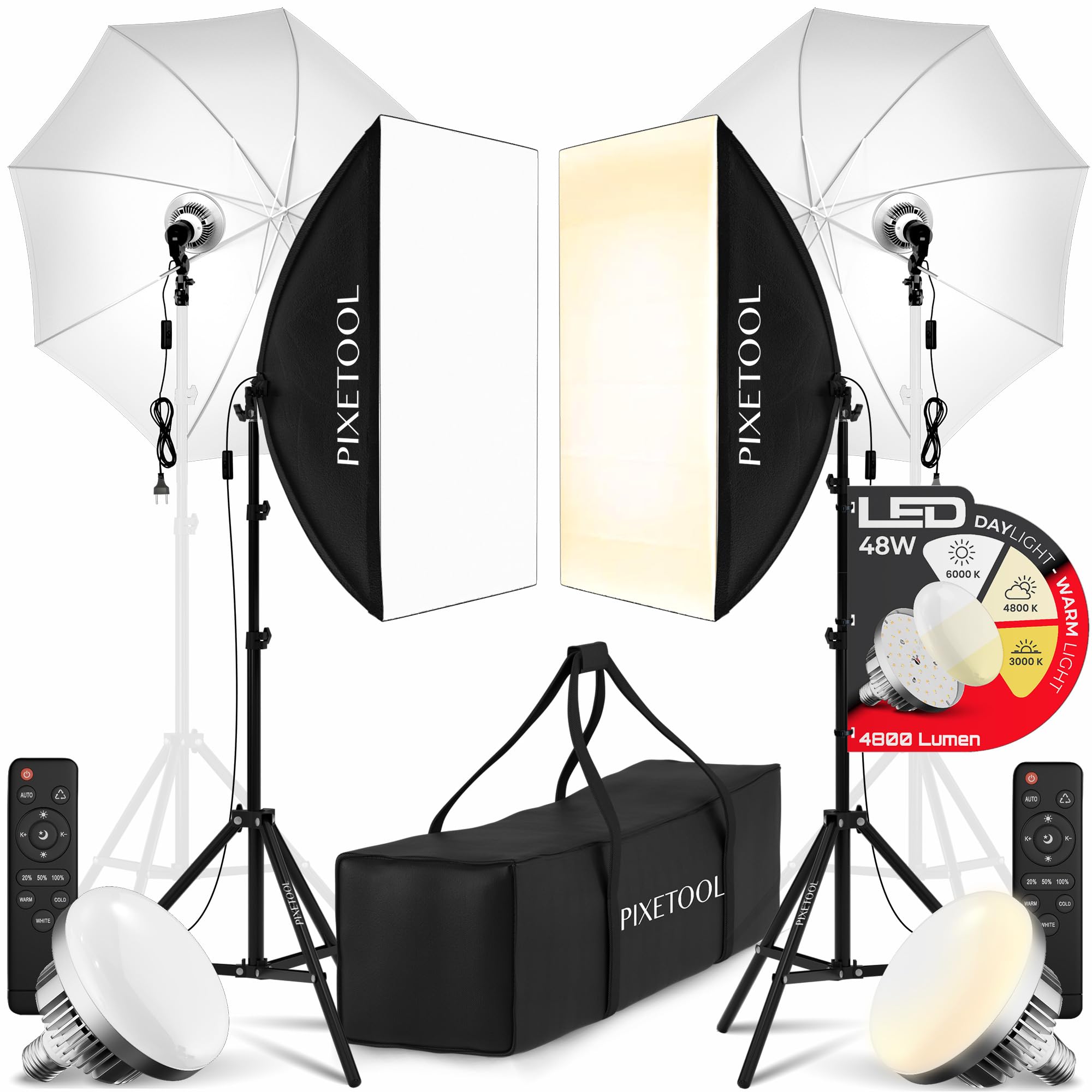 Kit Luci Studio Fotografico RALENO - 2 Softbox LED 50x50cm Con Treppiedi, 5500K Per Ritratti - Foto 10