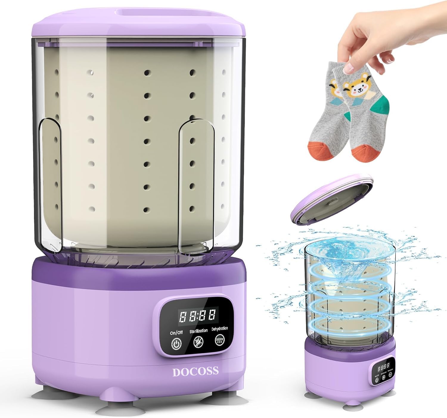 Docoss Small Removable Washing Machine Twist Dryer 2L Capacity Royal Blue Light Pasteurization Reverse Rotary Damper for Delicate Fabric-image-41