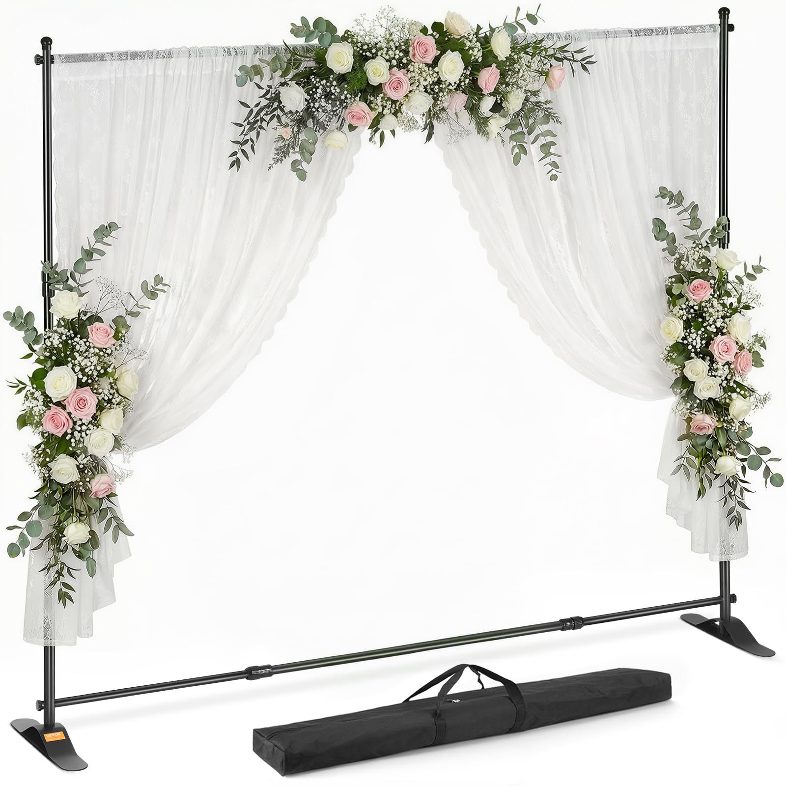 VEVOR 3 x 2.4 m Poster Stand Canvas Display Panel Telescopic Banner Portable Adjustable for Display Background, Exhibition Fair, Advertising