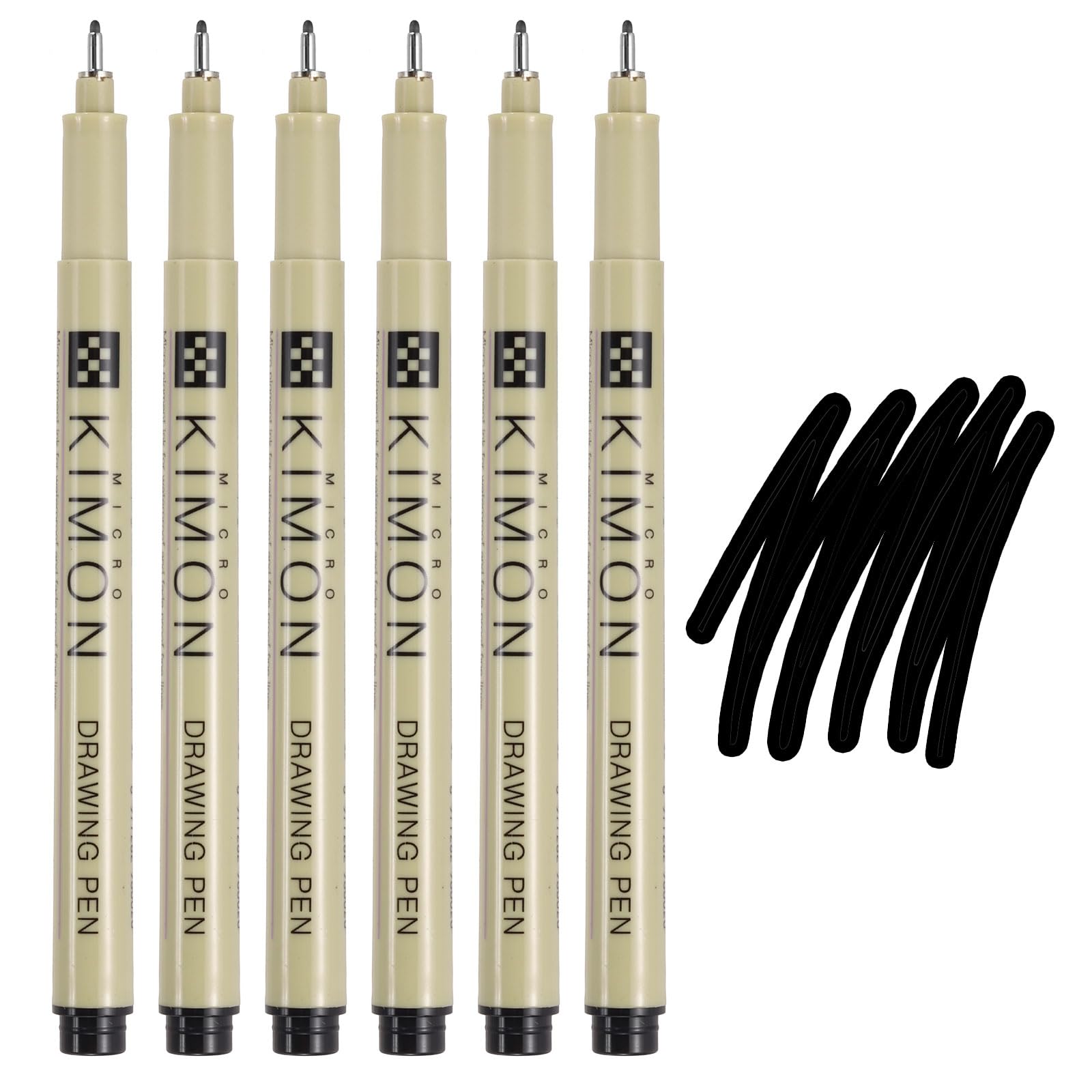 PATIKIL Fineliner Pens, 1mm Fine Points Drawing Pen Waterproof Inking Markers Liner Artist Watercolor Supplies Drawing Kit for Adult Sketching Journaling, Pack of 6