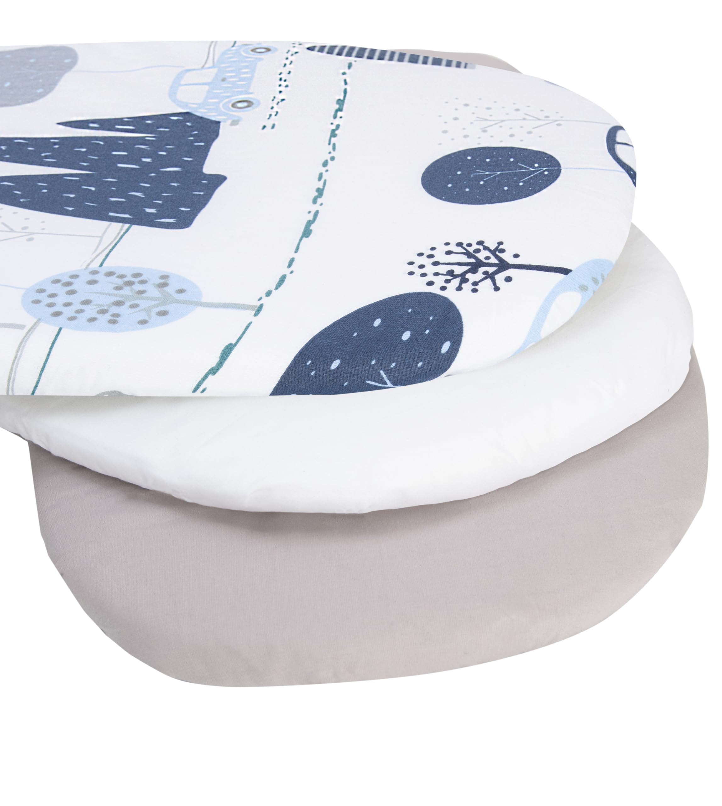 Medi Partners Set of 3 pcs. Fitted Sheet Pram 86 x 40 cm 100% Cotton Mattress Protector Baby, Retro Cars-white-grey, Three pack - Image 2