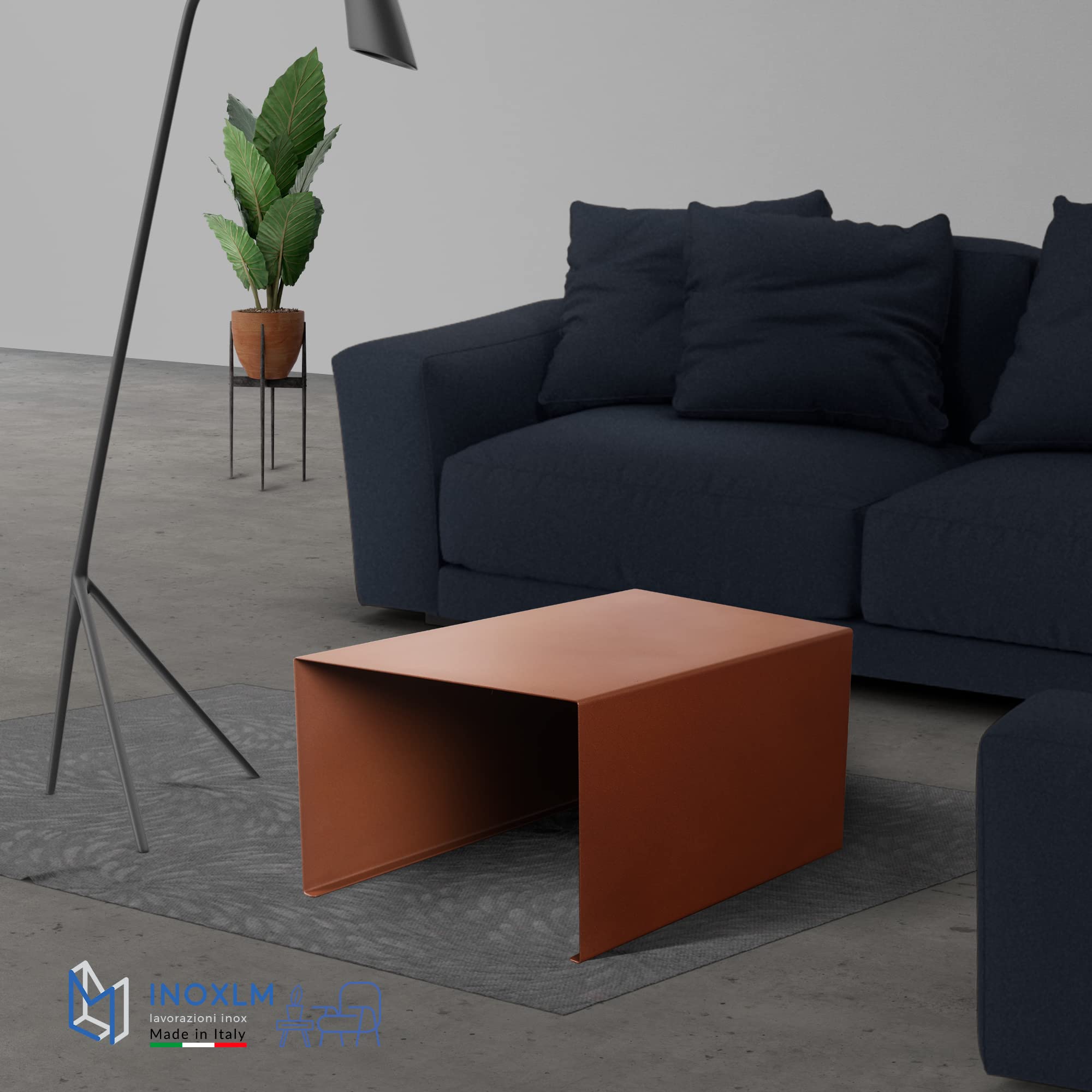 INOXLM Tavolino Basso Anthea | Tavolo Basso Design | Tavolino da Salotto e Caffè | Made in Italy | Acciaio Verniciato Corten