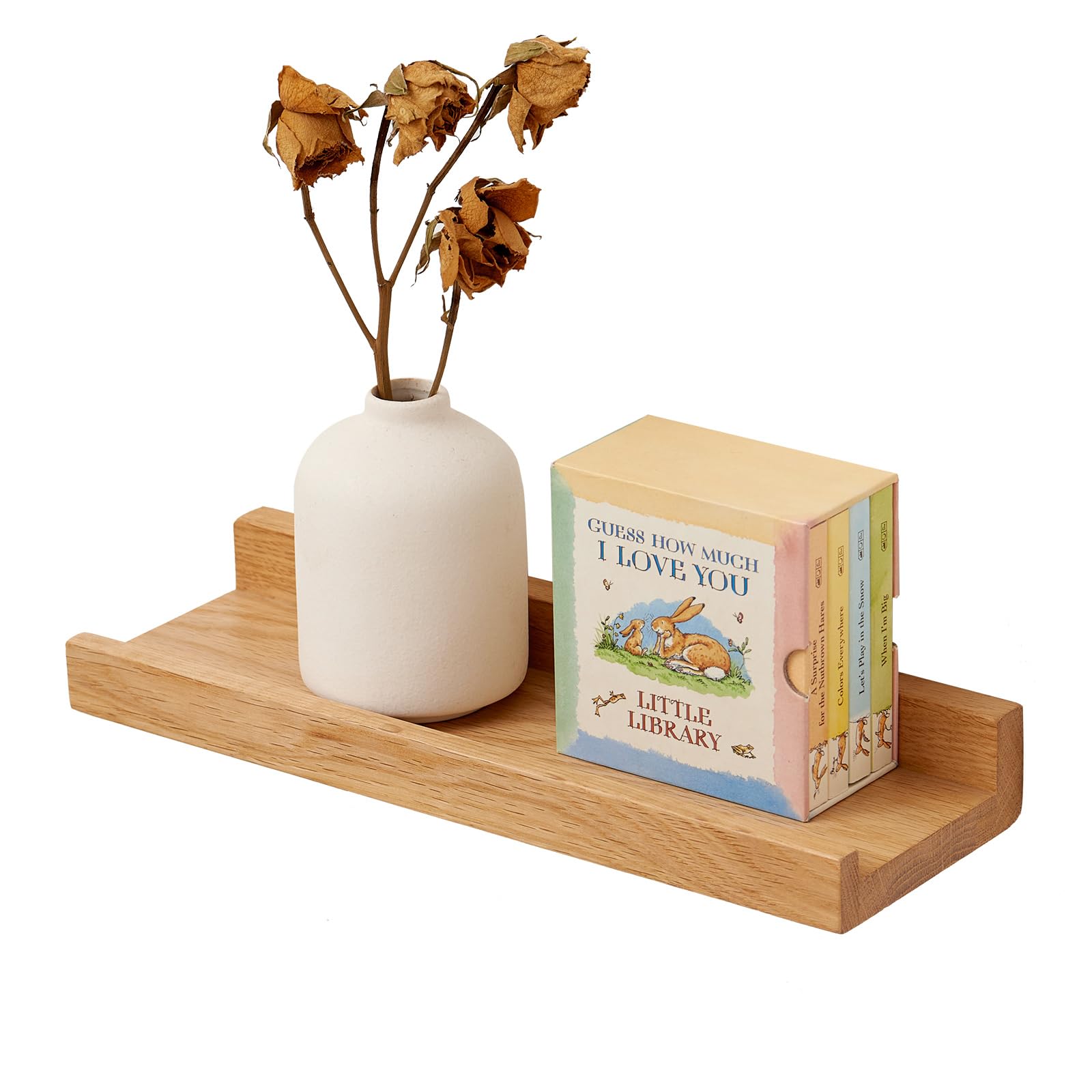 2 Pc Natural Pine Wooden Floating Shelves For Wall With No Drilling; Wall Mounted Wood Shelf Set; Wall Shelves For Living Room, Bathroom, Kitchen And Bedroom Bookshelf (DIY-Natural, 24 Inch