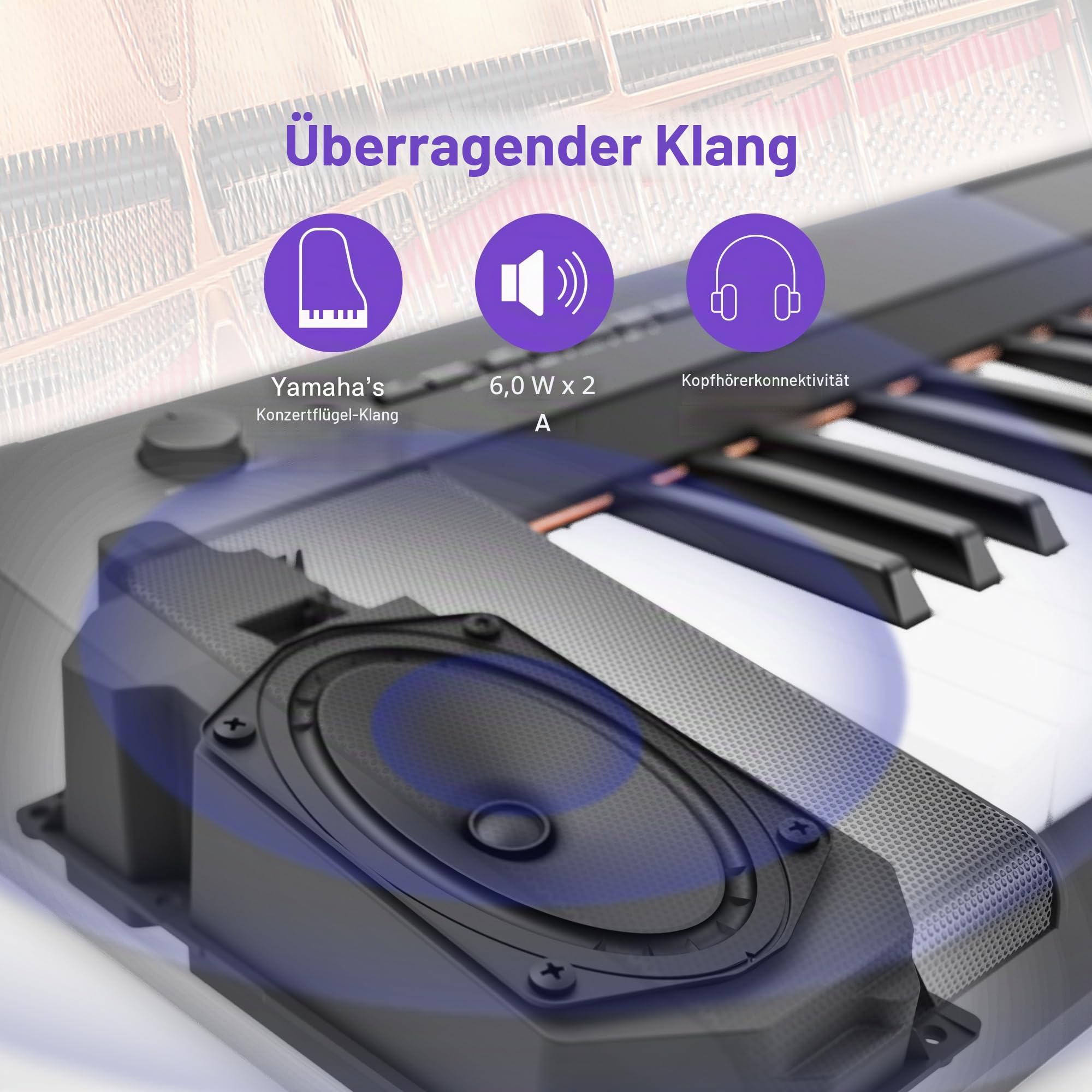 Yamaha NP-15 Piaggero Digital Keyboard – Leichtes und tragbares Keyboard mit 61 anschlagdynamischen Tasten und 15 Klangfarben & RockJam Double Braced Adjustable Keyboard Stand with Locking Straps
