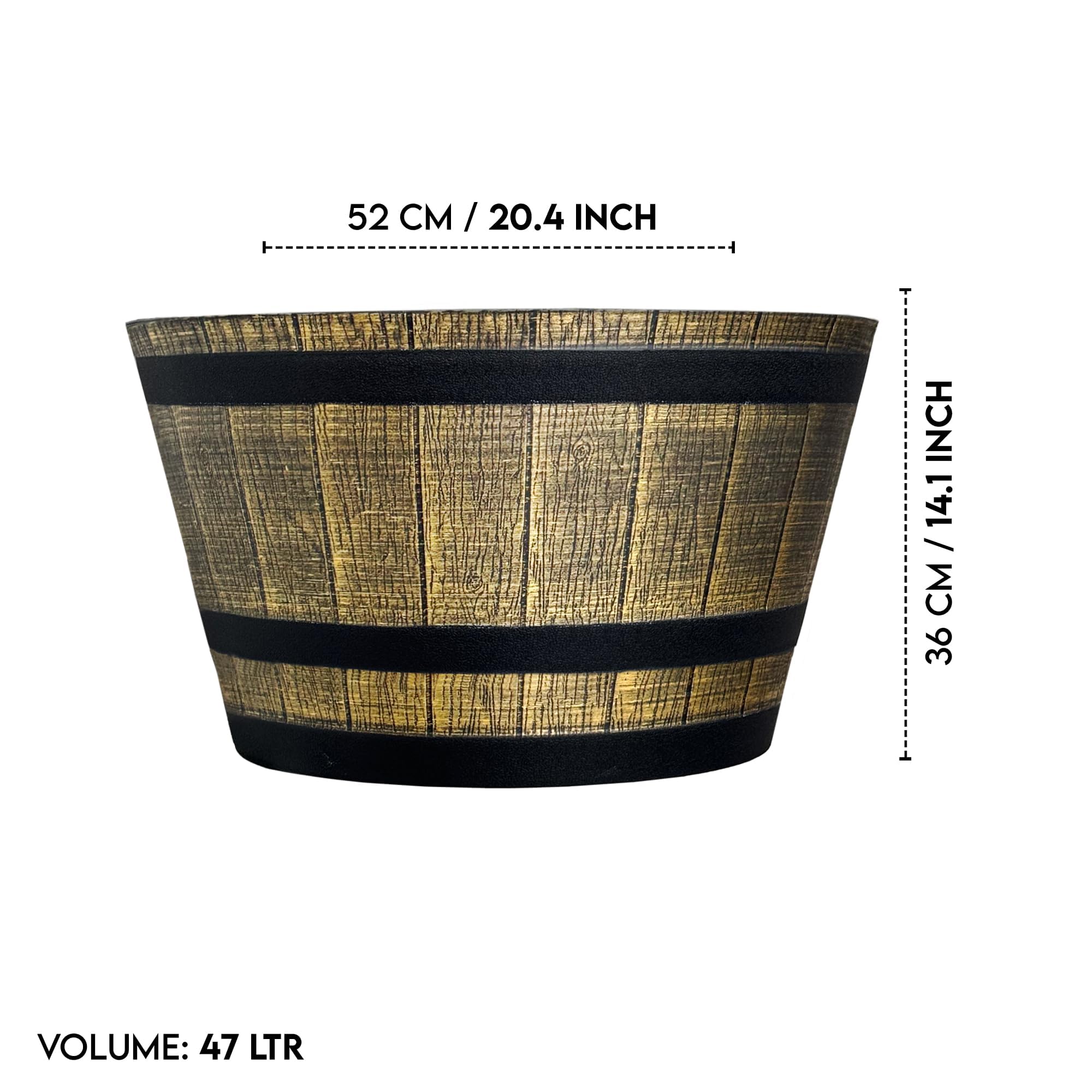 SG Traders Large Half Barrel Cask Planter, Indoor Plant Pot with Drainage Holes, Flower Pots Outdoor Garden Planters - Image 3