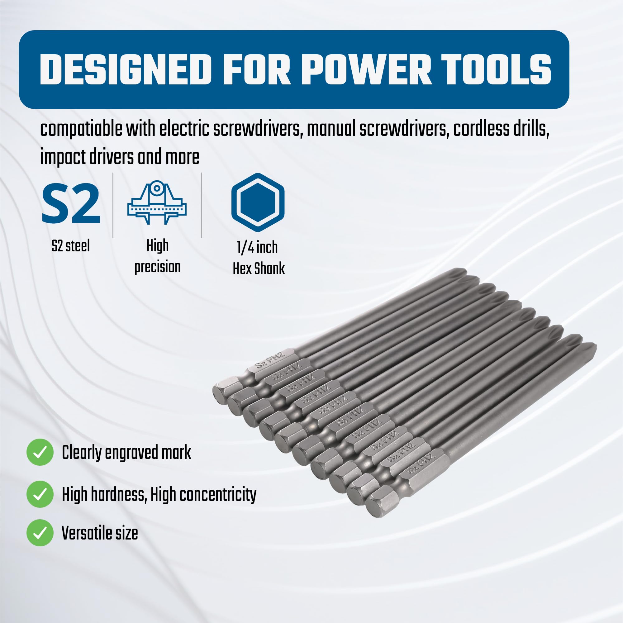 Amazon | VESTTIO プラスビットセット PH2#2 ロングドライバー