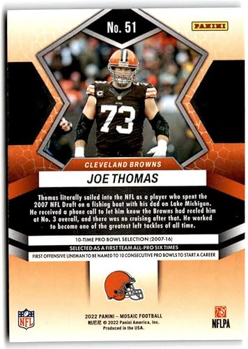 Miniatura 2 de 2022 PANINI MOSAIC #51 JOE THOMAS CLEVELAND BROWNS FOOTBALL OFFICIAL TRADING CARD OF THE NFL