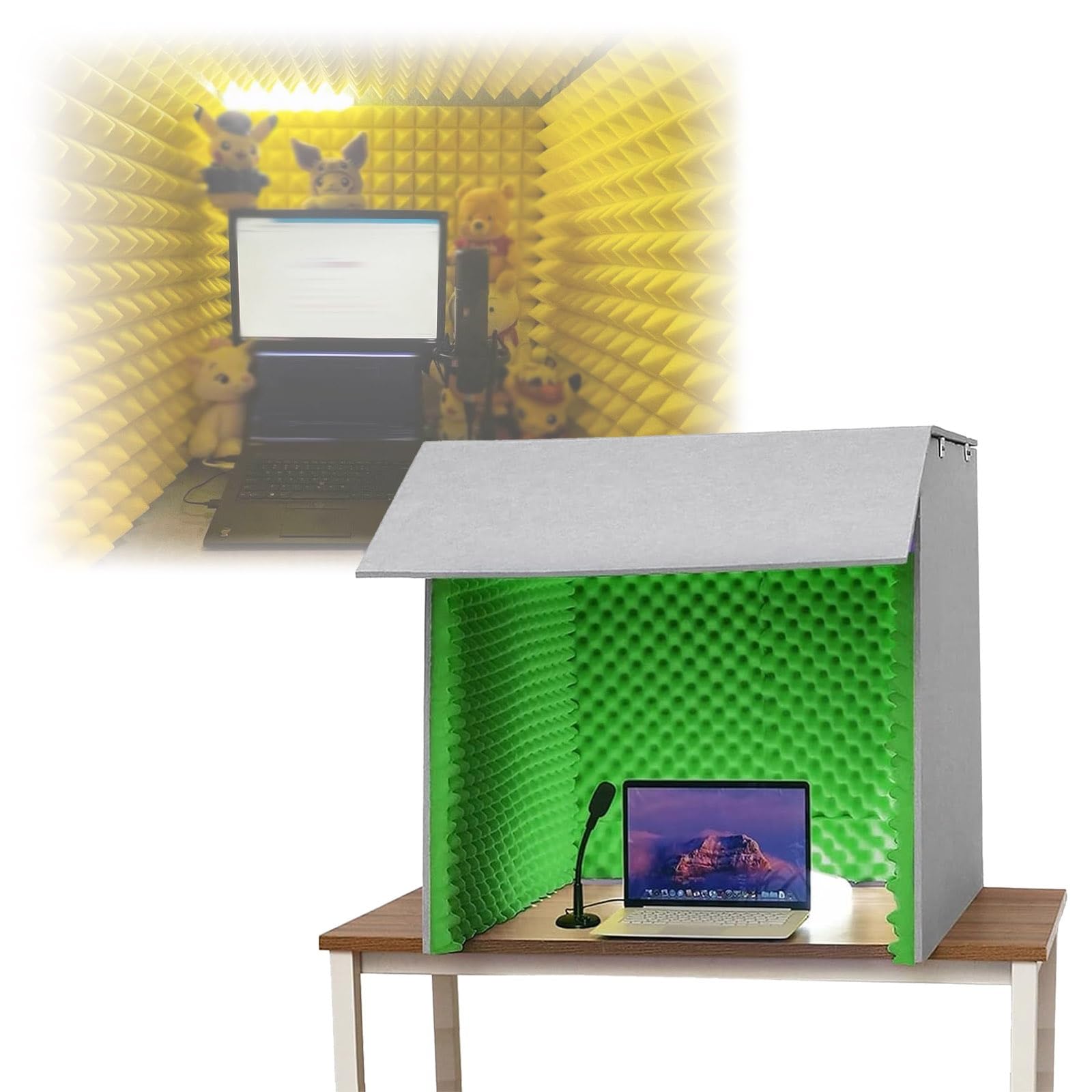 Cabina vocale portatile insonorizzata per registrazione audio di qualità da studio - Cabina audio fatta da sé con stanza di isolamento per copertura insonorizzata desktop