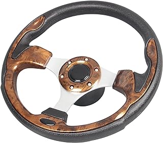 12.5" Wood Grain Boat Steering Wheel Anti-Slip ,3/4 Inch Axle Marine Steering Wheel Adapter
