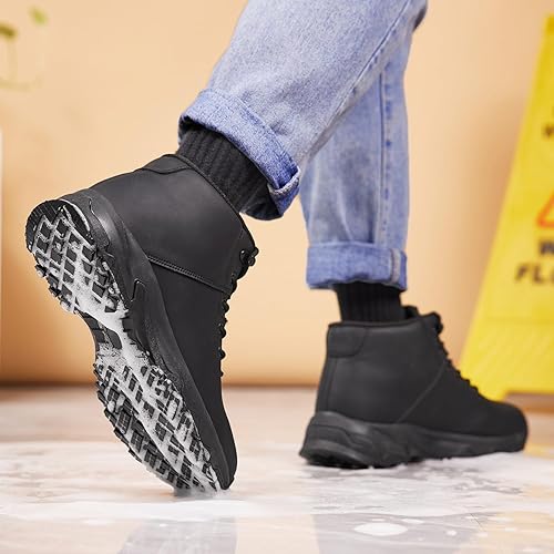 Miniatura 6 de SHULOOK Botas de trabajo antideslizantes para hombre, zapatos antideslizantes impermeables, para servicio de alimentos, chef, cocina, restaurante,