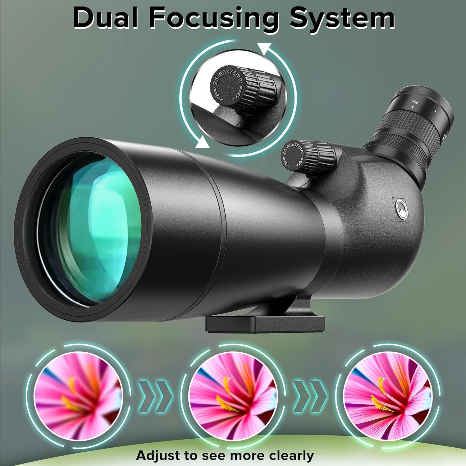 Spotting Scope 25-65x75mm - URBANCOAST Portable Spotting Scopes with Full Size Tripod, Carrying Bag, and Scope Phone Adapter - Ideal for Bird Watching