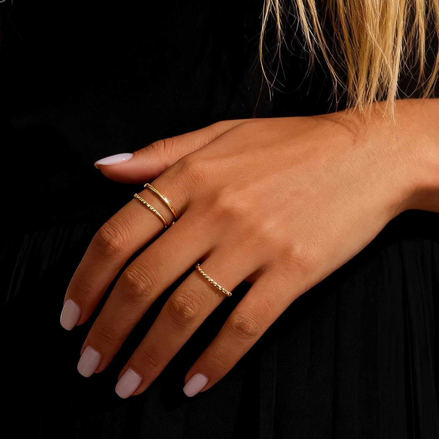 HUASAI Gold Stackable Rings Thumb Rings Knuckle Statement Ring Wedding Engagement Ring Trendy Jewelry Gifts Women - Image 3