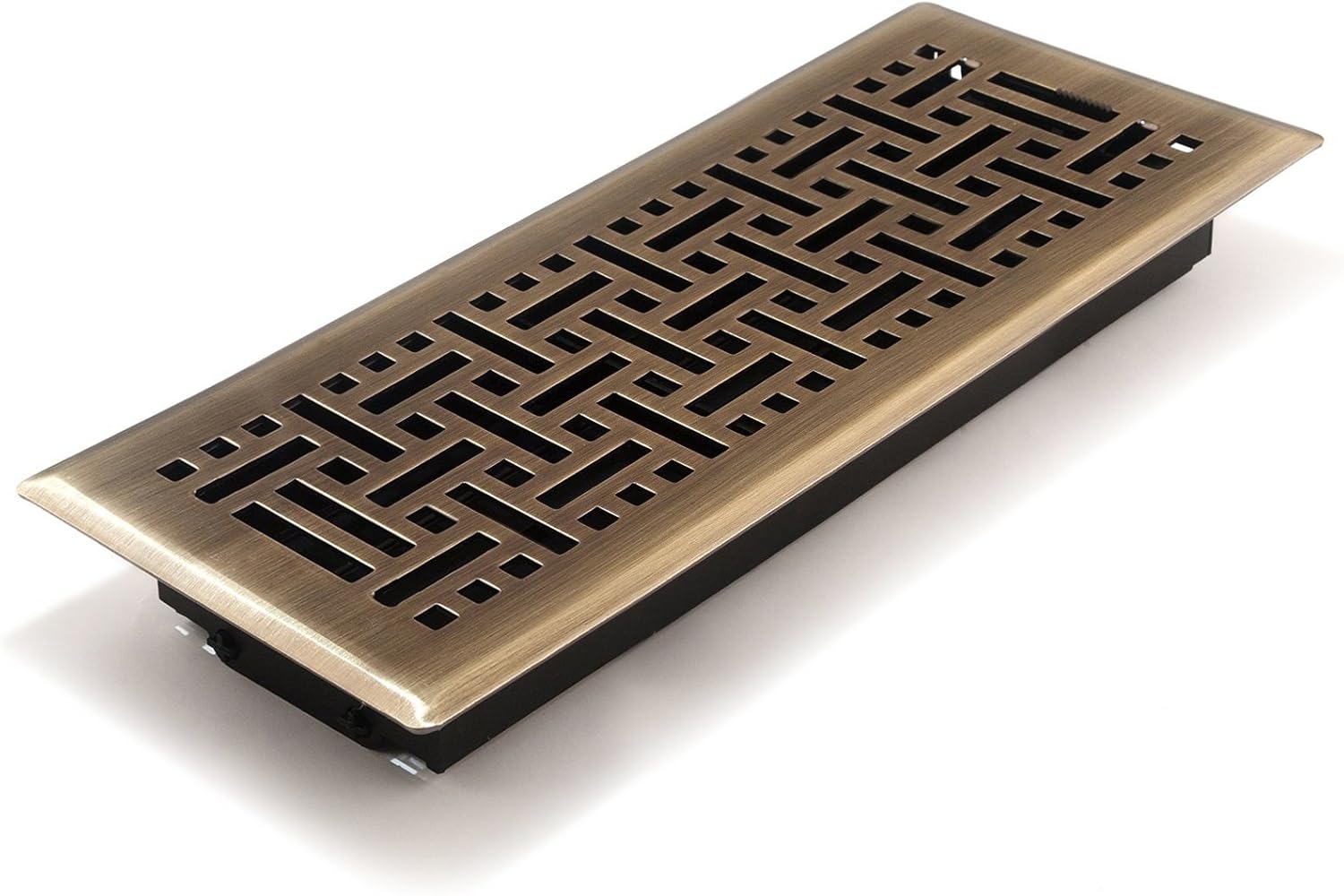 Accord Ventilation AMFRABB412 Floor Register with Wicker Design, 4-Inch x 12-Inch(Duct Opening Measurements), Antique Brass - Heating Vents - 