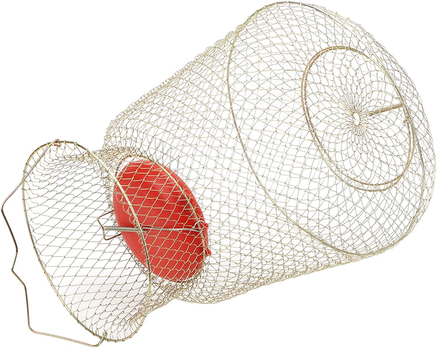 Portable Fishing Cage , Stainless Steel Mesh Fishing Bait Storage Cage , to Floating Fish Basket with Floating Bowl , for Outdoor Fishing(33cm in Diameter)