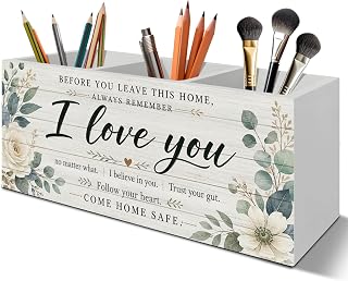 Rustic Inspirational Floral Pen Pencil Holder Organizer for Desk