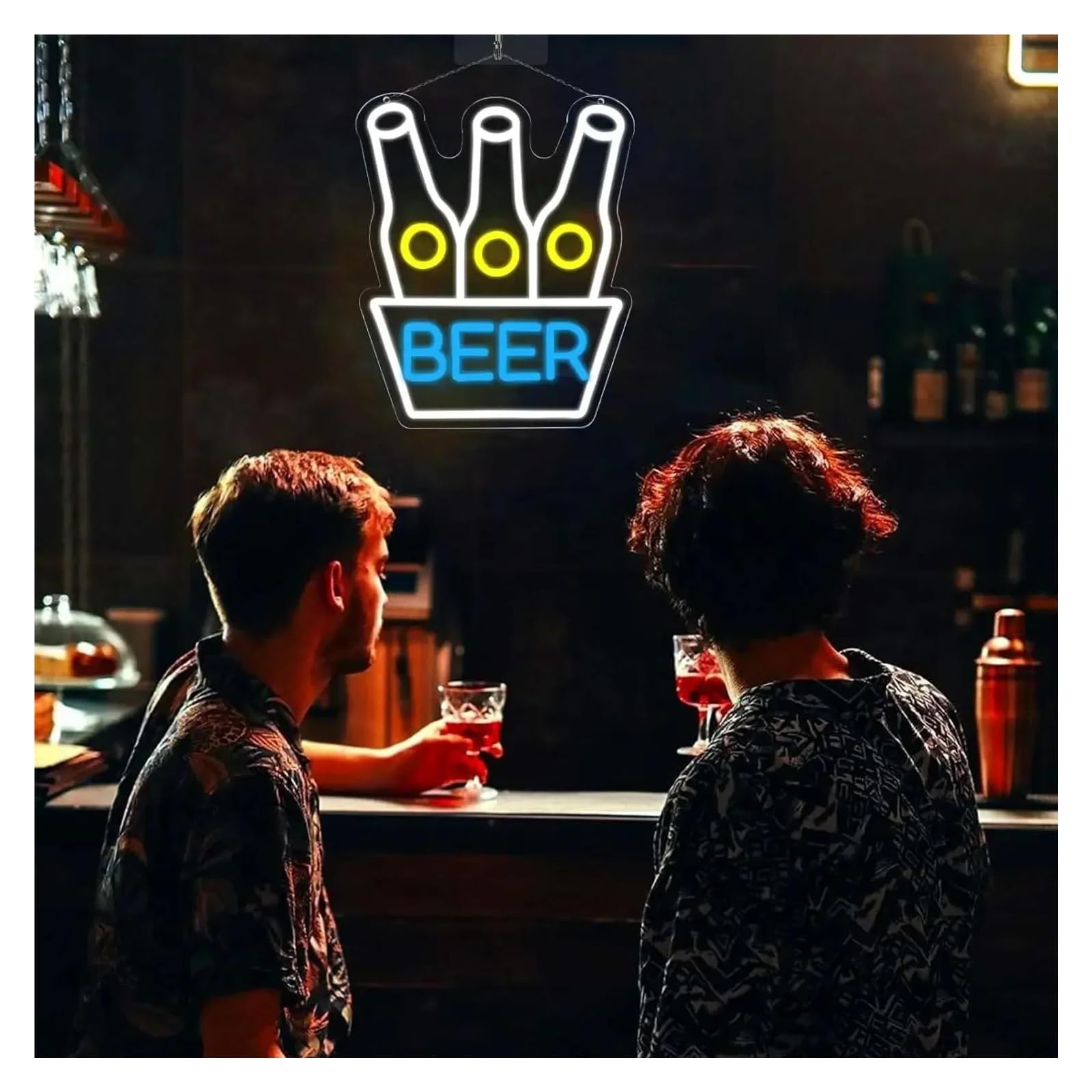 Luces de neón Letrero De Neón Beer Con Luz Regulable USB Para Bar De Cerveza Restaurante Dormitorio Sala De Estar Fiesta Cumpleaños Decoración 31cmx37cm