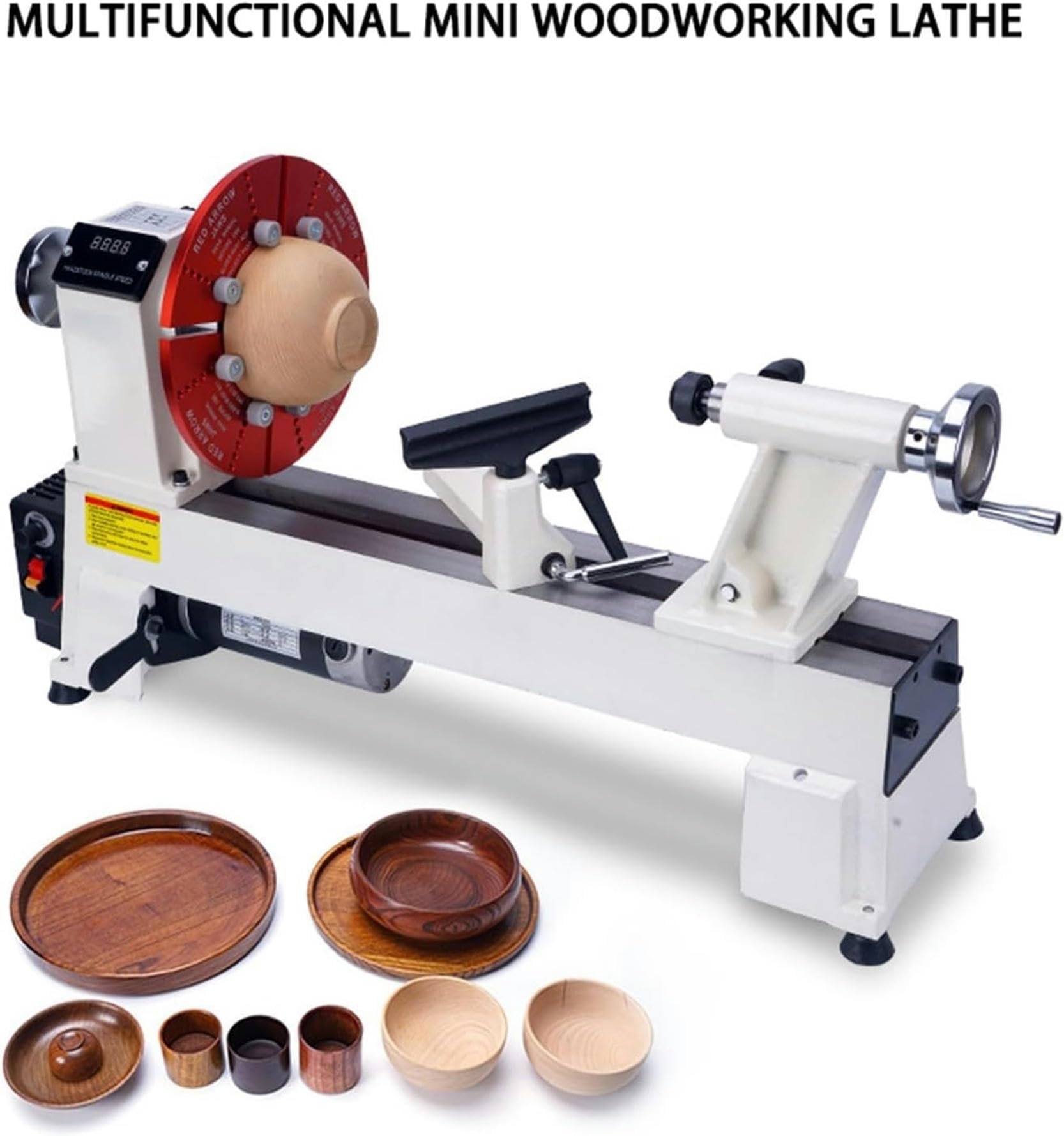 Tornio Multifunzionale Per Carpenteria 900 W, Con Set Di Macchine Con Account Di Mandrel E Conti Buddha Da 6 Pollici, Velocità Infinita Da 300 A 3800 Giri / Min, Per Lavorare Il Legno Con Account