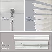 Vista 5 de MOOD Persianas de madera sintética Luxe Persianas de 54 pulgadas para ventanas Tratamiento de ventana blackout inalámbrico de 2 pulgadas