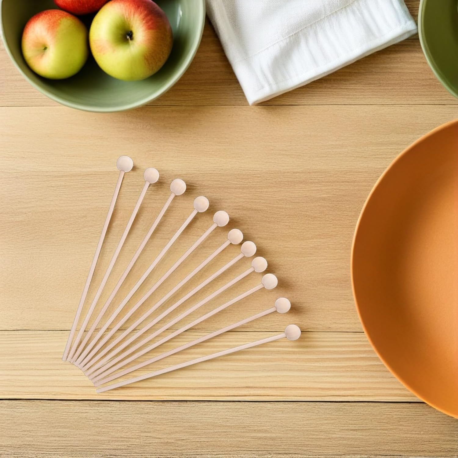 Ciieeo 100pcs Disposable Wooden Stir Sticks for Beverages Coffee Tea Mixing Swizzle Sticks Rounded End Drink Stirrers for Bars Cafes and Home Use