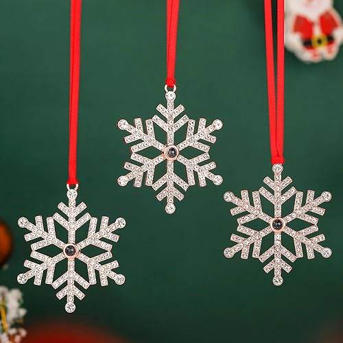 3 adornos colgantes para árbol de Navidad, decoración de Navidad, decoración de Navidad, decoración de regalo de recuerdo (copo de nieve dorado rosa)